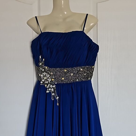 Bicici Women's Spaghetti Straps Rushed Top With Embellishment Belt Maxi DressL/M - Picture 2 of 16